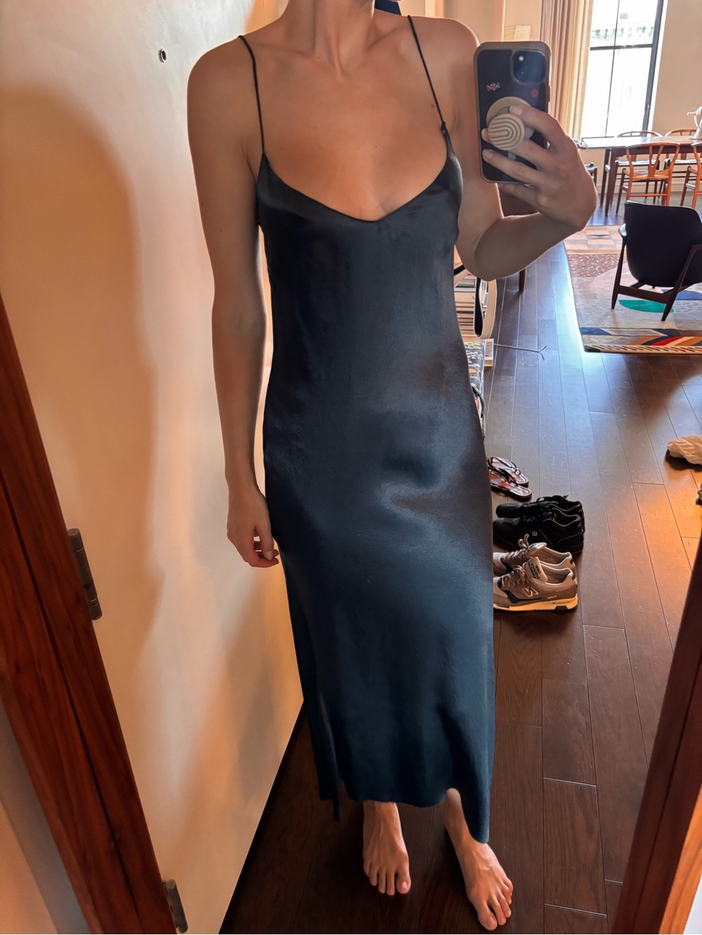 No. 6 Black Satin Slip Maxi Dress